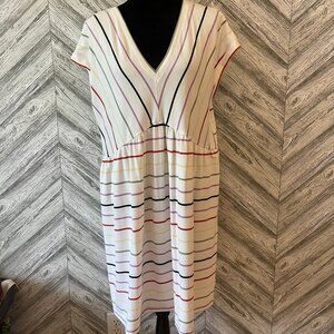 LOFT Dress, White w/ Colorful Stripes, size L/XL